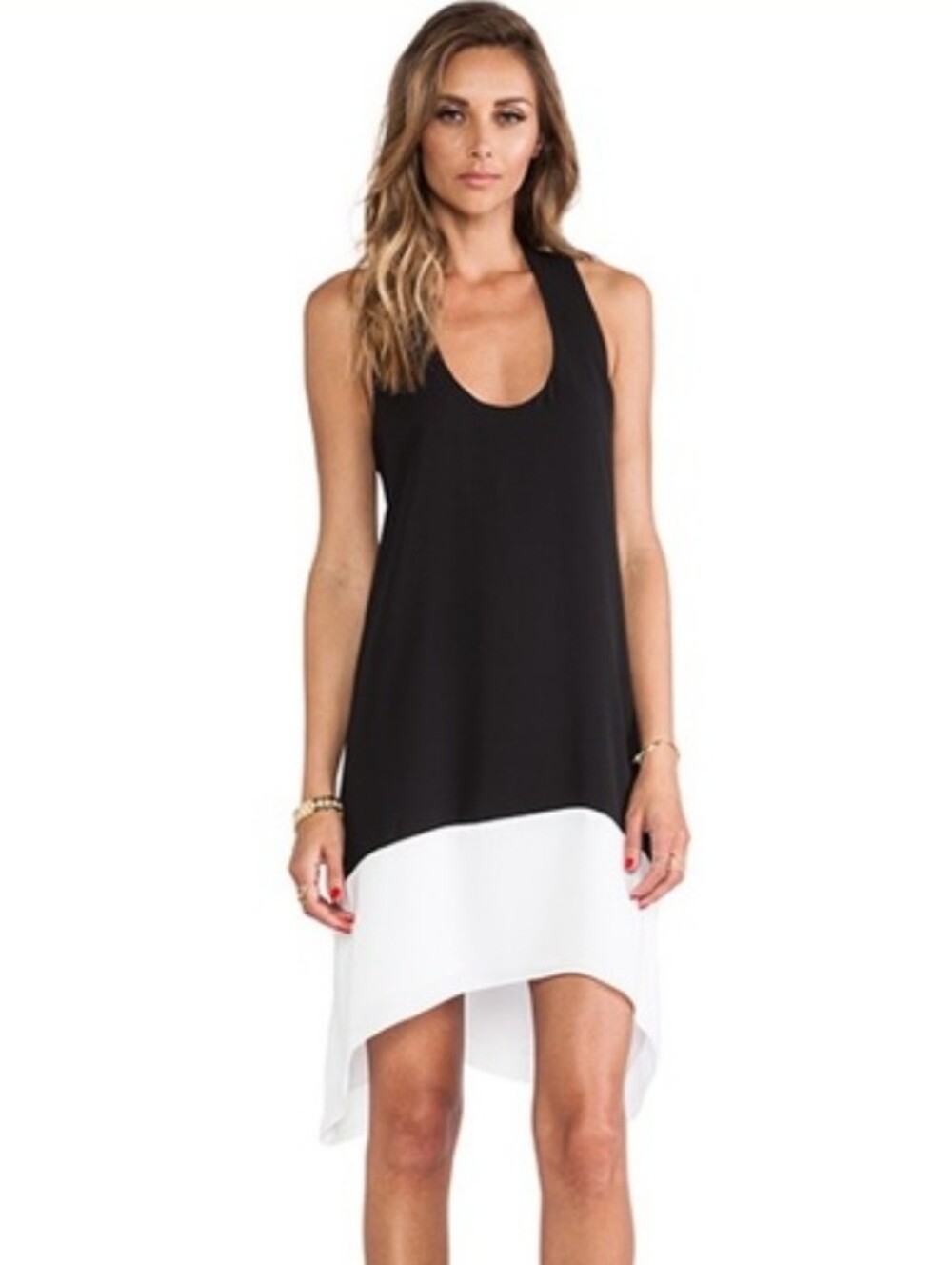 ✨ BCBGMAXAZRIA "Kylie" Colorblock Handkerchief Hem Dress XS ✨